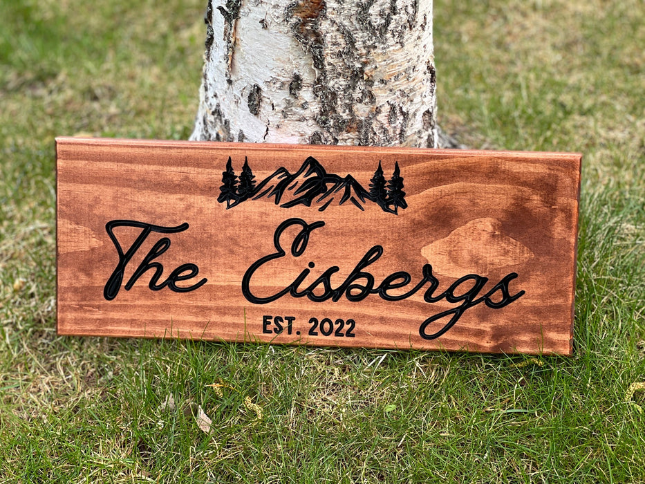 Mountain Wedding Name Sign