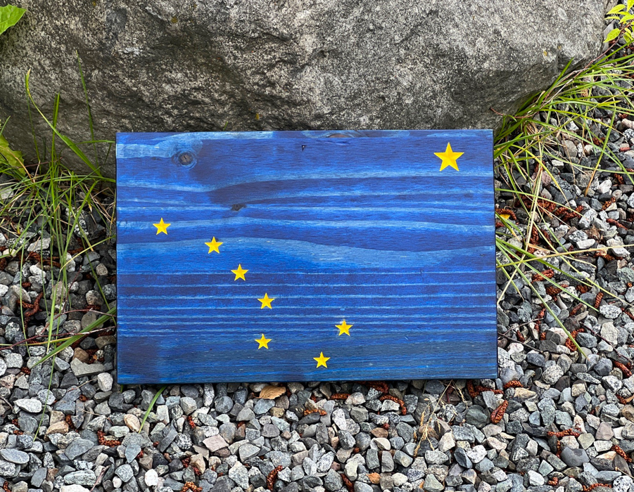 Handcrafted Wood Alaska Flag
