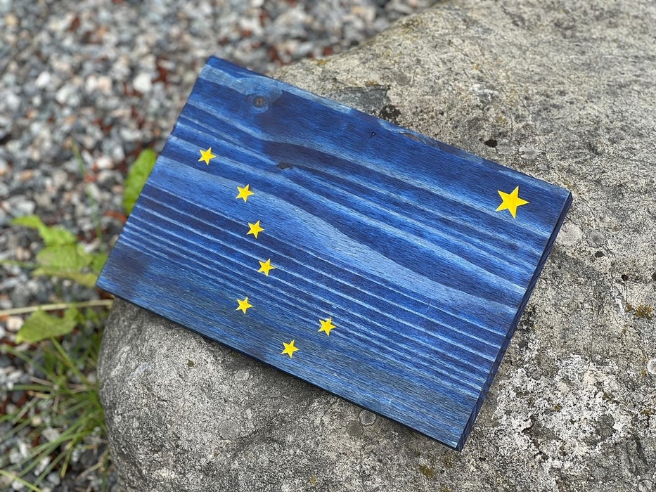 Handcrafted Wood Alaska Flag
