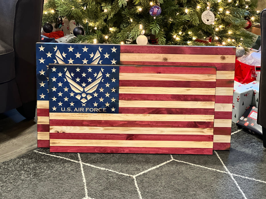 US Air Force Rustic Wood American Flag